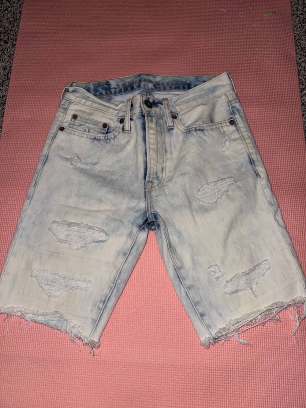 American Eagle Outfitters Light Blue Distressed Denim Men’s Shorts